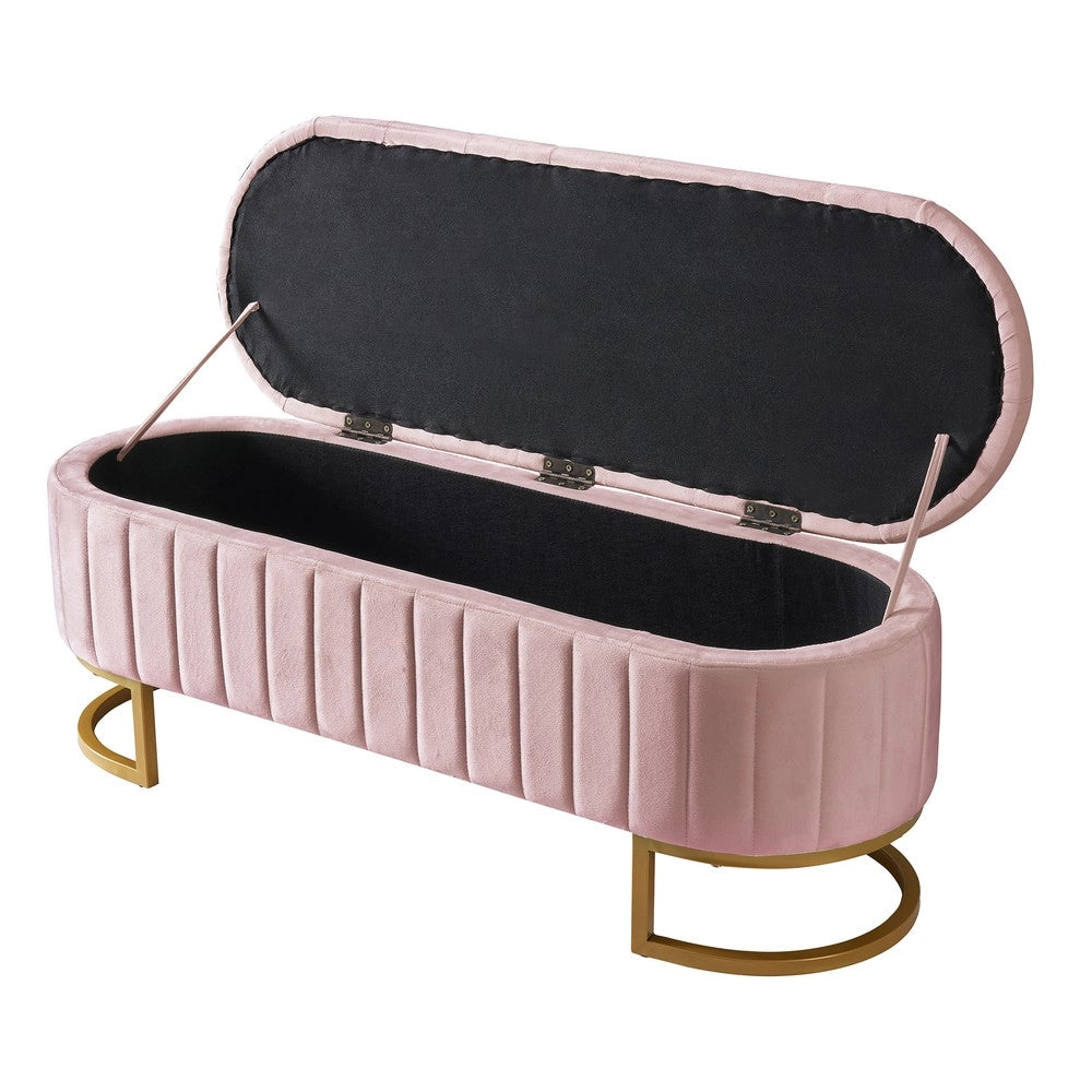Panca Contenitore Imbottita ¨C Xylo ¨C Velluto Rosa, 120x40 cm