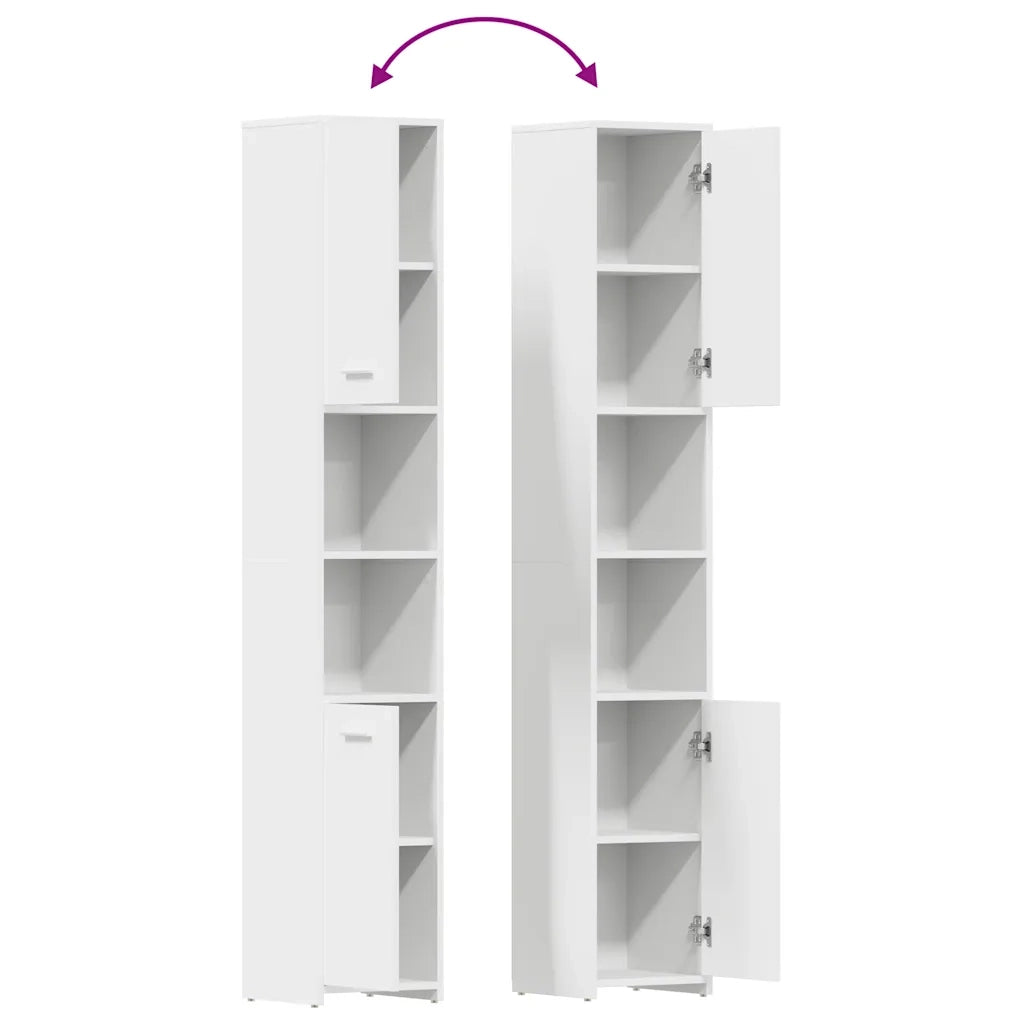 Mobile contenitore da bagno dalle linee pulite 30 x 30 x 183,5 cm legno composito bianco 02_0047715