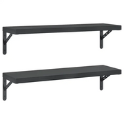 2 pz Mensole a Muro | Scaffale Parete | Ripiano a parete 75x23,5 cm Nero in Acciaio Inossidabile