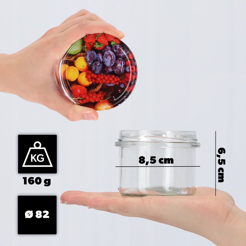 KADAX Barattoli Tartu 235ml 10pz 82mm + Coperchi "Frutta"