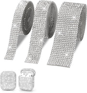 Nastro di Rhinestone Self Adesivo 1 Iarda Banda di Luce Diamante Banda Argento Self-Adesivo Cristallo di Rhinestone Diamante Banda per Artigianato DIY Decorazione di Matrimonio - 3 Rotoli