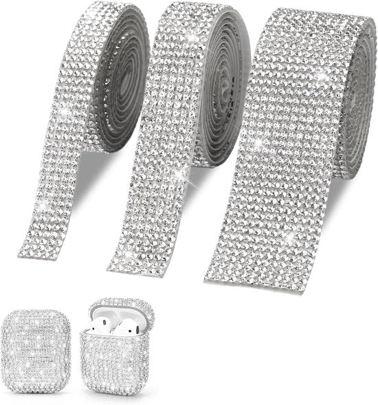 Nastro di Rhinestone Self Adesivo 1 Iarda Banda di Luce Diamante Banda Argento Self-Adesivo Cristallo di Rhinestone Diamante Banda per Artigianato DIY Decorazione di Matrimonio - 3 Rotoli