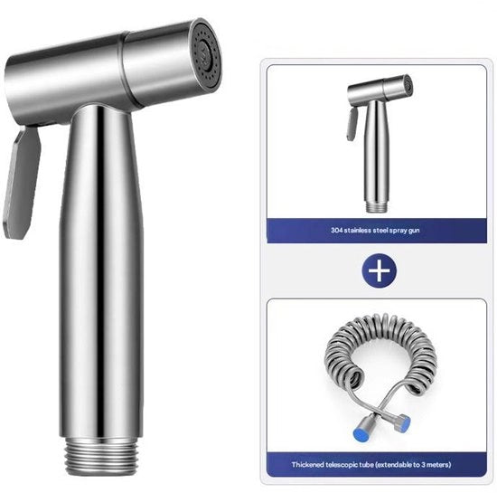 Acquasamoggianti per bagno con testa di doccia, doccia manuale, bidet, bidet manuale in acciaio inossidabile - argento