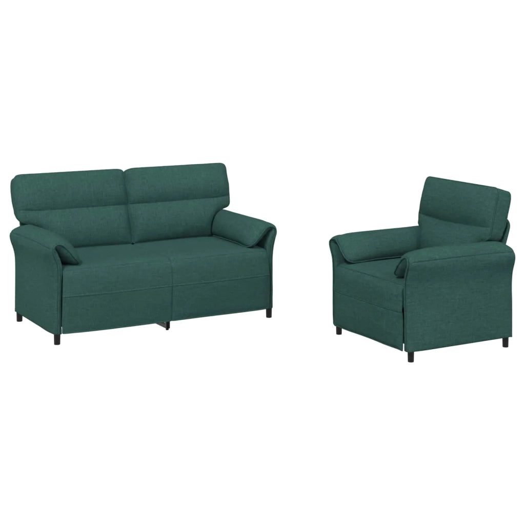 Set di divani 2 pz Verde Scuro Tessuto 3424862