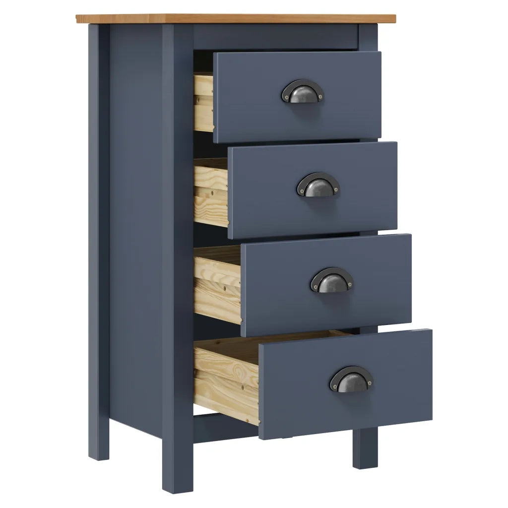 Credenza Hill Grigia 46x35x80 cm in Legno Massello di Pino cod mxl 12723