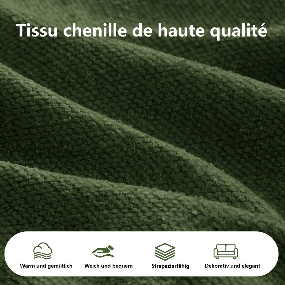 Divano Chaise Longue Doppio in Chenille con Cuscini ¨C Xylo ¨C Verde