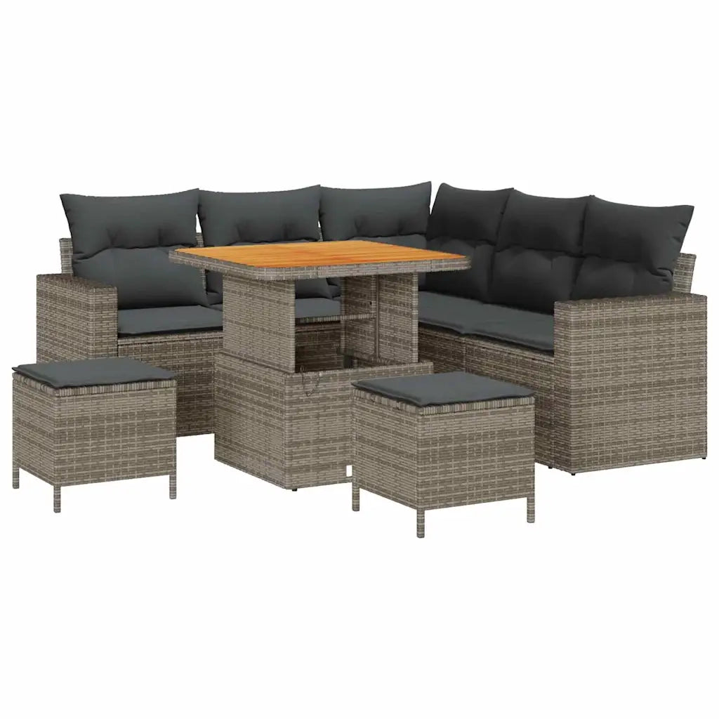Set Divano da Giardino 8 pcs Grigio polyrattan 3361613