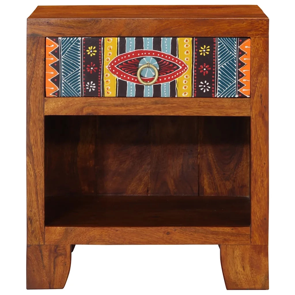 Comodini 2 pz-Set di 2 Tavolino da notte 40x35x45 cm in Legno Massello di Acacia
