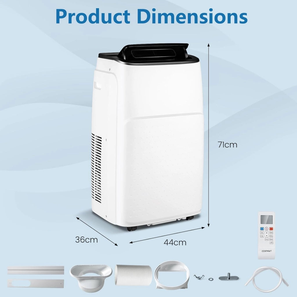 Condizionatore Portatile con Evacuazione, Climatizzatore Portatile 4 in 1 Ventilatore & Deumidificatore & Raffreddatore & Riscaldamento, 3 Modalità di Controllo Intelligente, Timer (14000BTU)