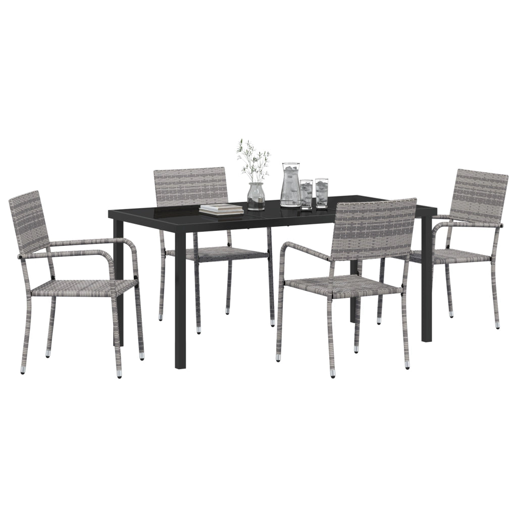 Set da Giardino 5 Pezzi Grigio Polyrattan