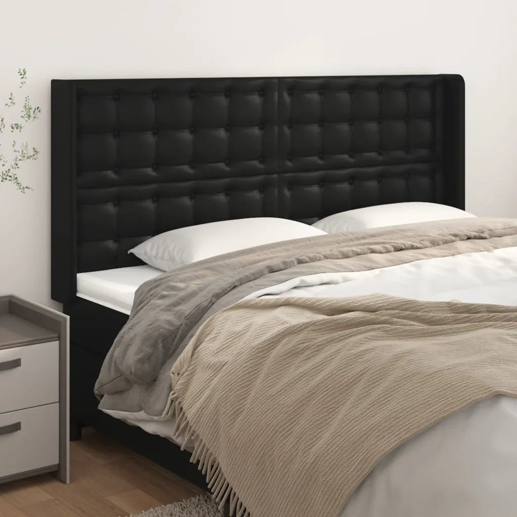 Testiera ad Orecchio Nera 203x16x118/128 cm in Similpelle 3119688