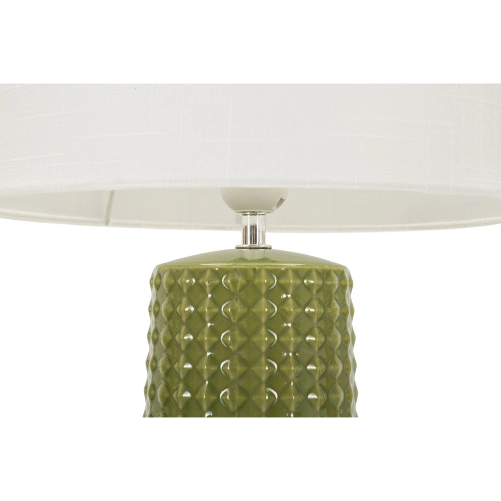 Lampada da tavolo Gliss in ceramica verde oliva e tessuto