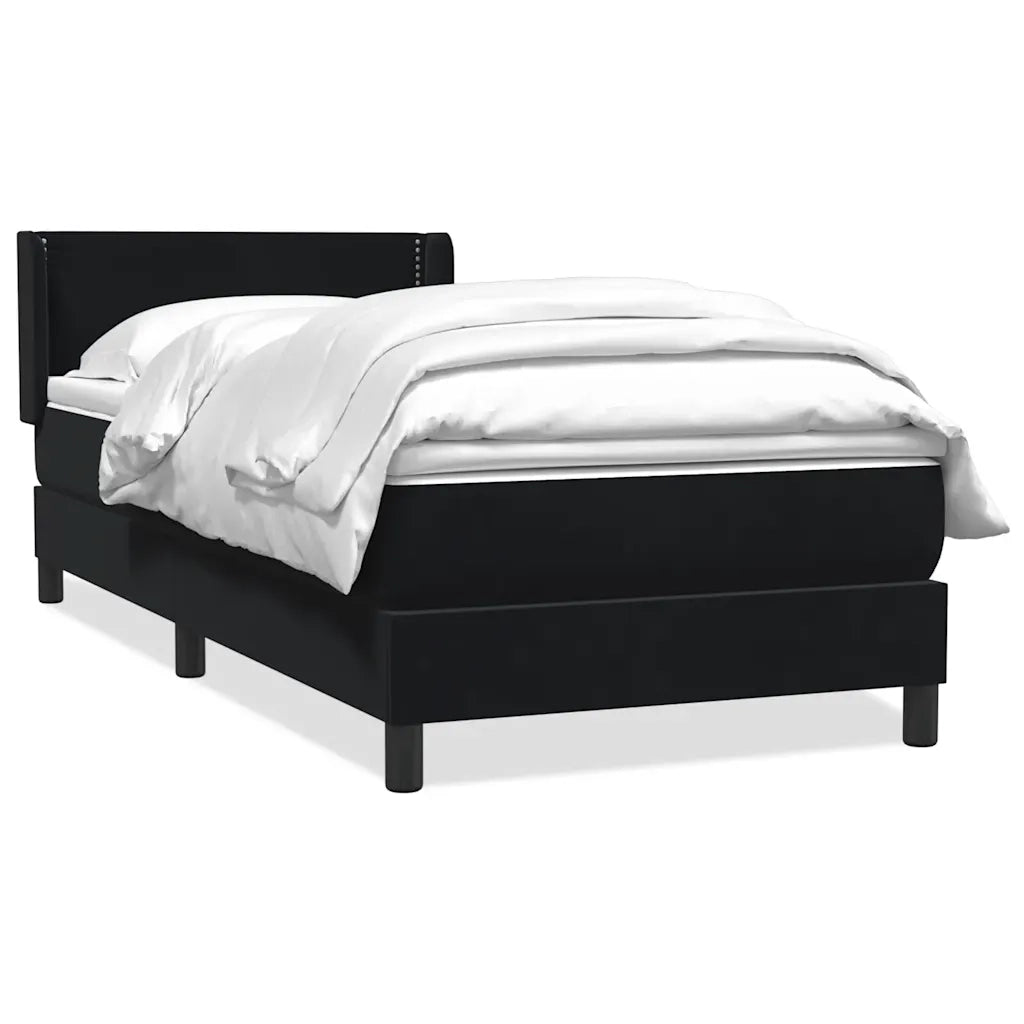 vidaXL Giroletto a Molle con Materasso Nero 90x210 cm in Velluto