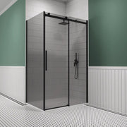 Box doccia 70x100 cm scorrevole vetro 8mm fumé profili nero opaco h195cm | Creta