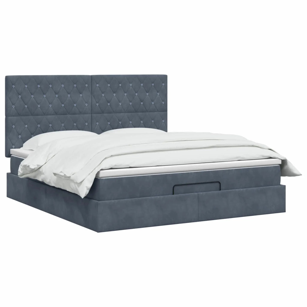 Letto Ottomano con Materasso e LED Grigio Scuro 140 x 190 cm 3458230