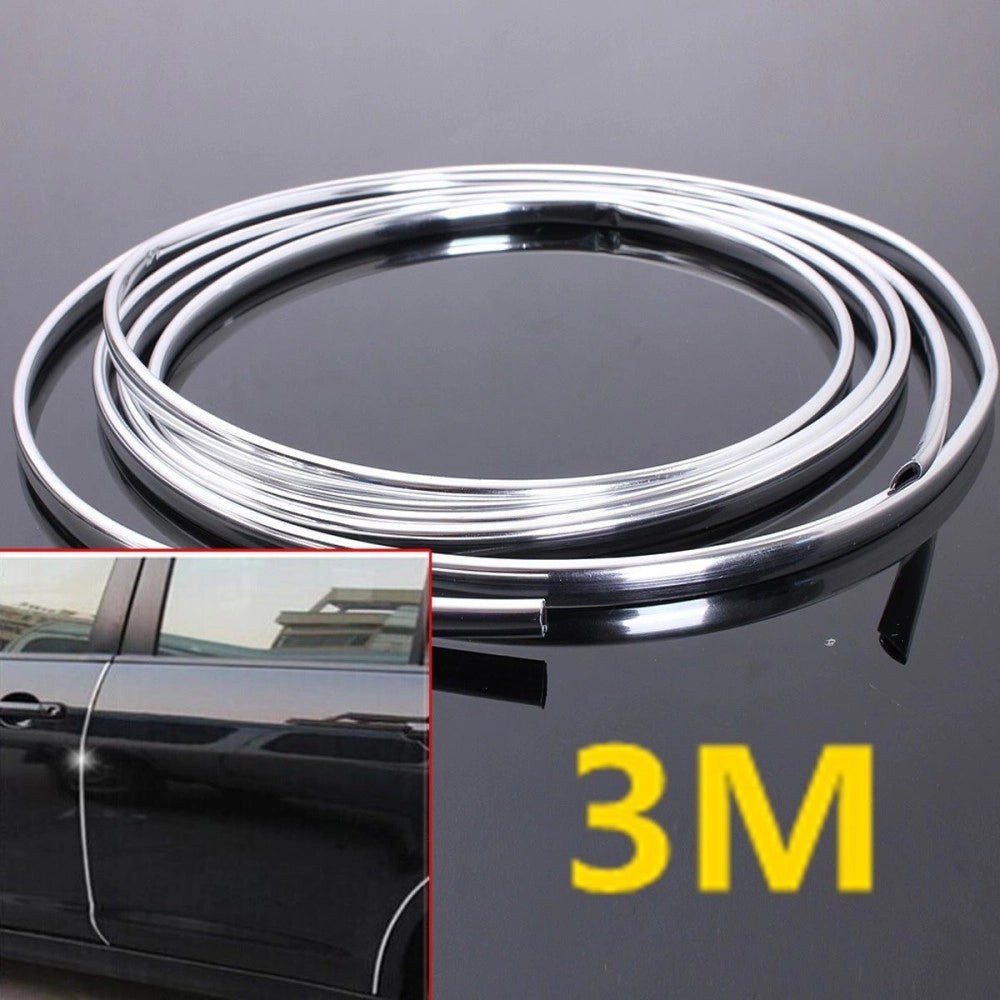 Trade Shop - Profilo Cromato Fascia Adesiva Adesivo Auto Camper 15 Metri 8 Mm Impermeabile -