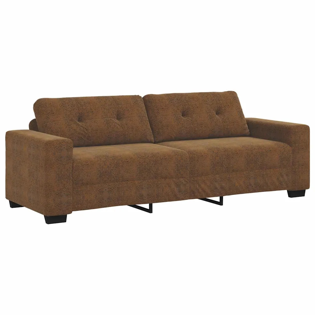 Divano 3-Persone Marrone 220 cm Pelle Scamosciata Sintetica 4105144
