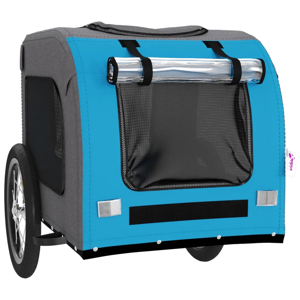 Rimorchio da Bici per Animali Blu e Grigio Oxford e Ferro CFW5428416