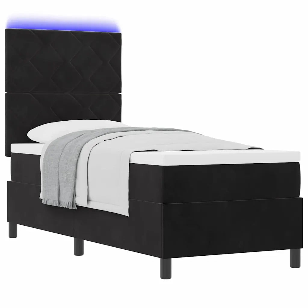 Letto a Sorgente LED con testiera Nero 80 x 200 cm Velluto 3343342