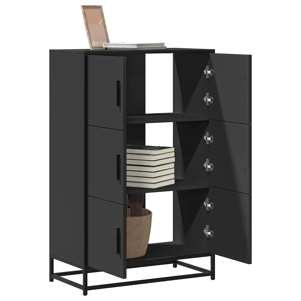 Credenza Nera 68x35x106,5 cm Legno Multistrato Metallo 849069