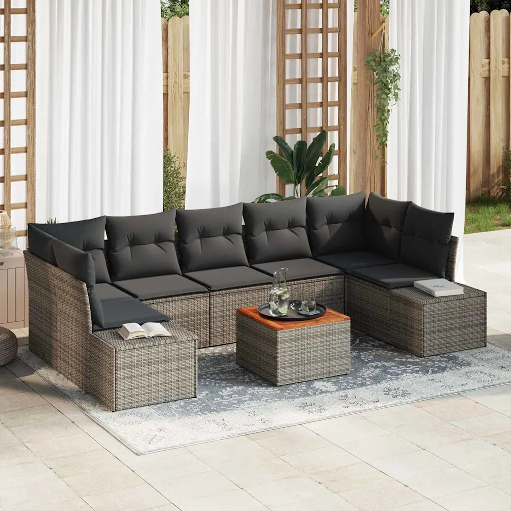 Set Divano da Giardino con cuscino 8 pcs Grigio polyrattan 3347923