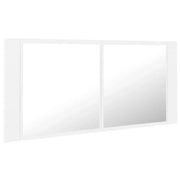 Mobiletto da bagno con specchio LED 100 x 12 x 45 cm acrilico bianco 02_0006648