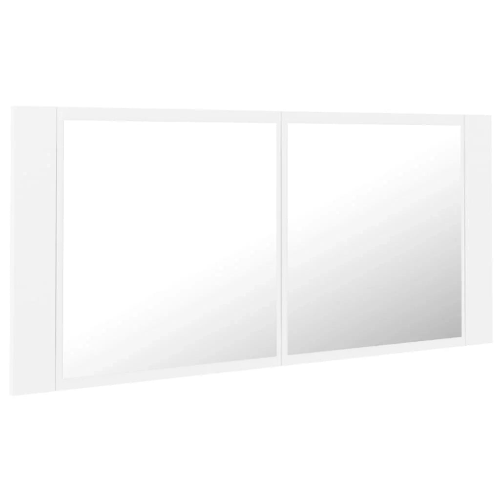 Mobiletto da bagno con specchio LED 100 x 12 x 45 cm acrilico bianco 02_0006648