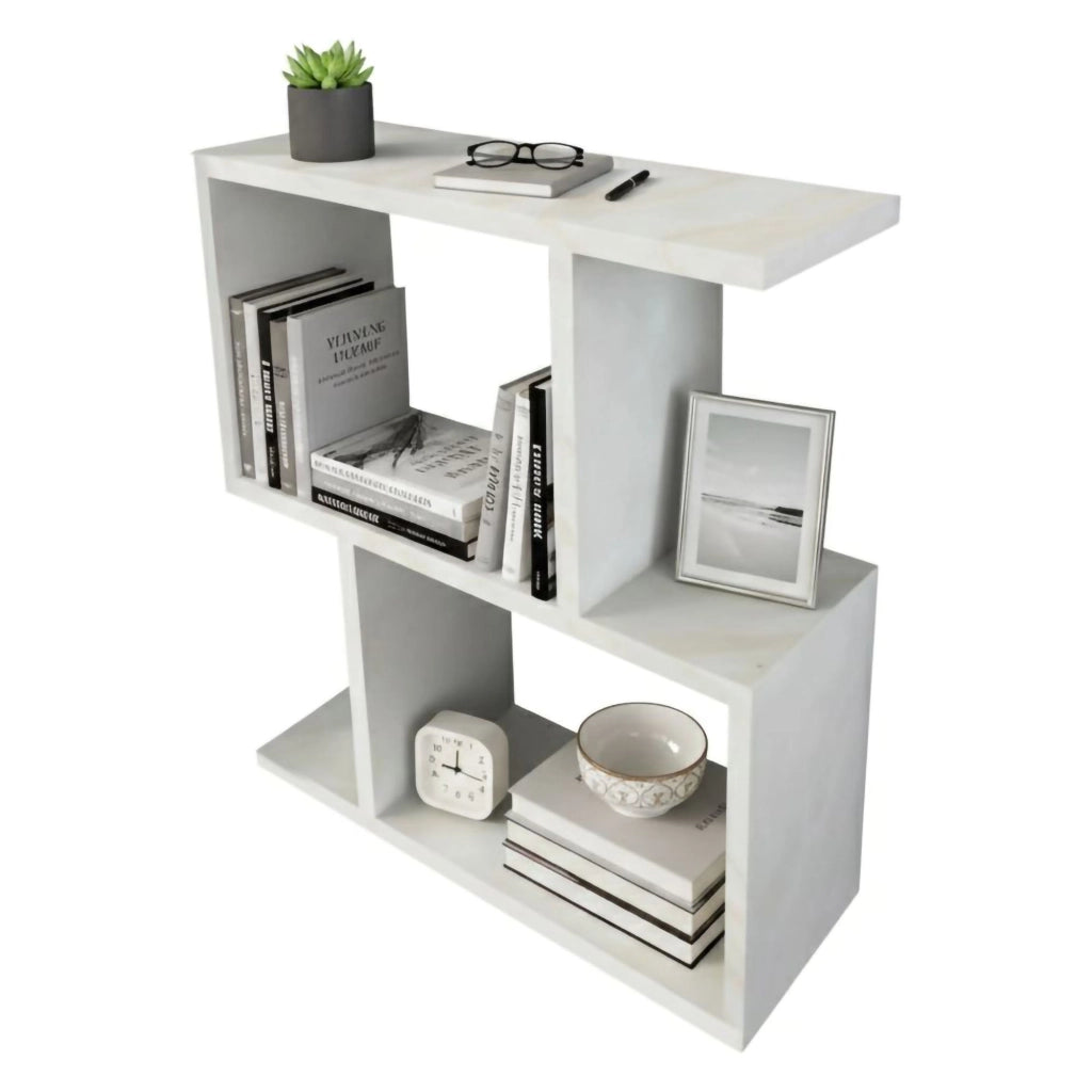 Tavolino da salotto Barni, Tavolo basso da caffè, Portariviste per divano, Ripiano da soggiorno, 50x18h55 cm, Bianco