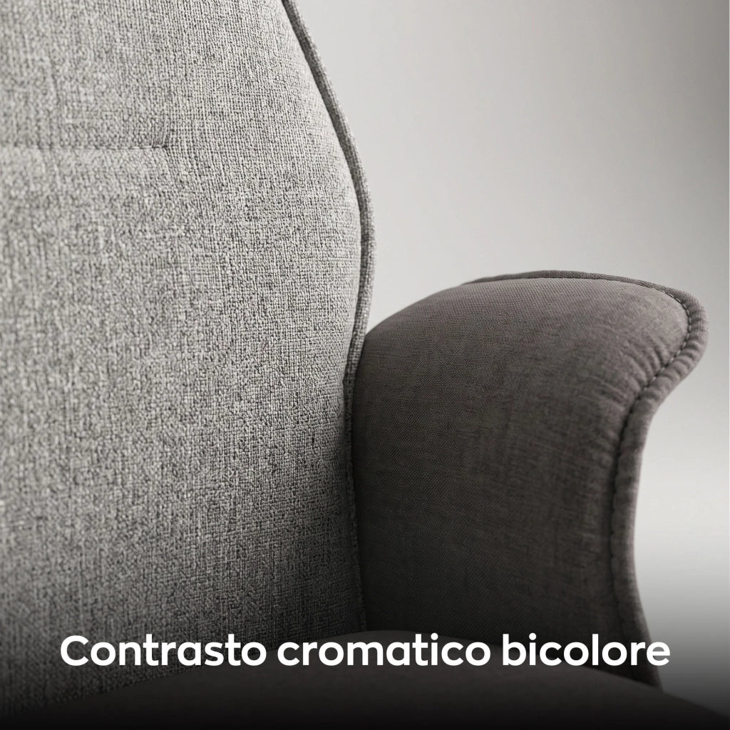Axia - Sedia Da Ufficio 49x125x70 cm Poltrona Presidenziale Comoda con Ruote Girevoli in Pu e Tessuto Grigio