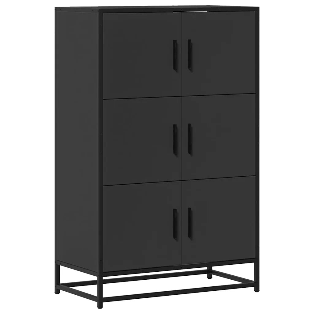 Credenza | Madia | Buffet da pranzo | Armadio da pranzo Nera 68x35x106,5 cm Legno Multistrato Metallo