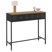 IDMarket - Consolle a 1 cassetto ESTER con piano in metallo nero e legno dal design industriale