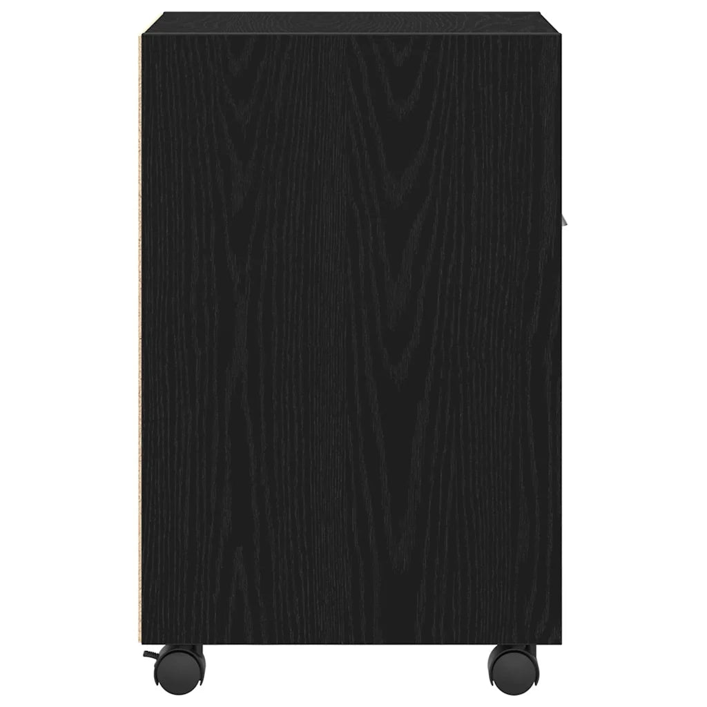 Armadio Laterale Su Ruote con ruota Rovere Nero 33 x 38 x 60 cm 862632