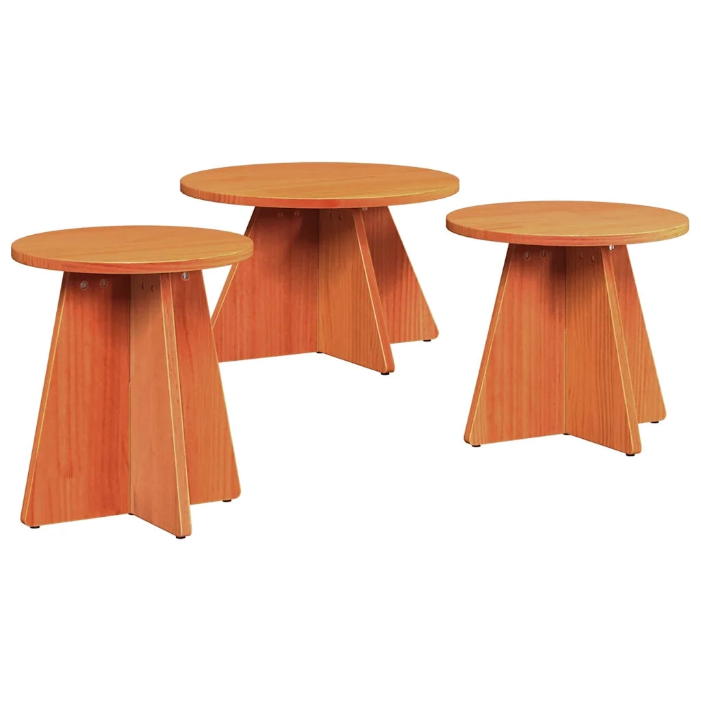 vidaXL Tavolino da salotto 3 pcs Cera marrone 49 x 49 x 30 cm