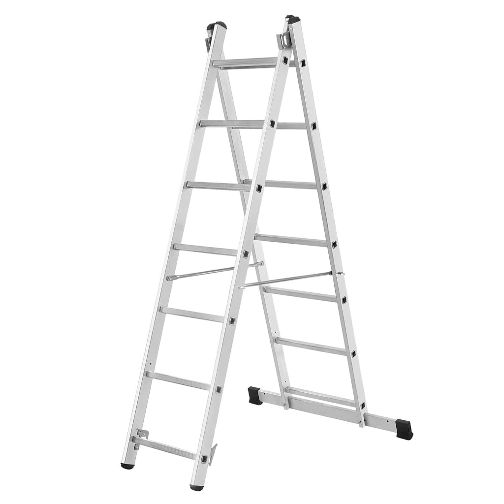 KADAX Mini Ponteggio in Alluminio 2x7 Gradini Piattaforma di Lavoro Pieghevole Scala 3 in 1