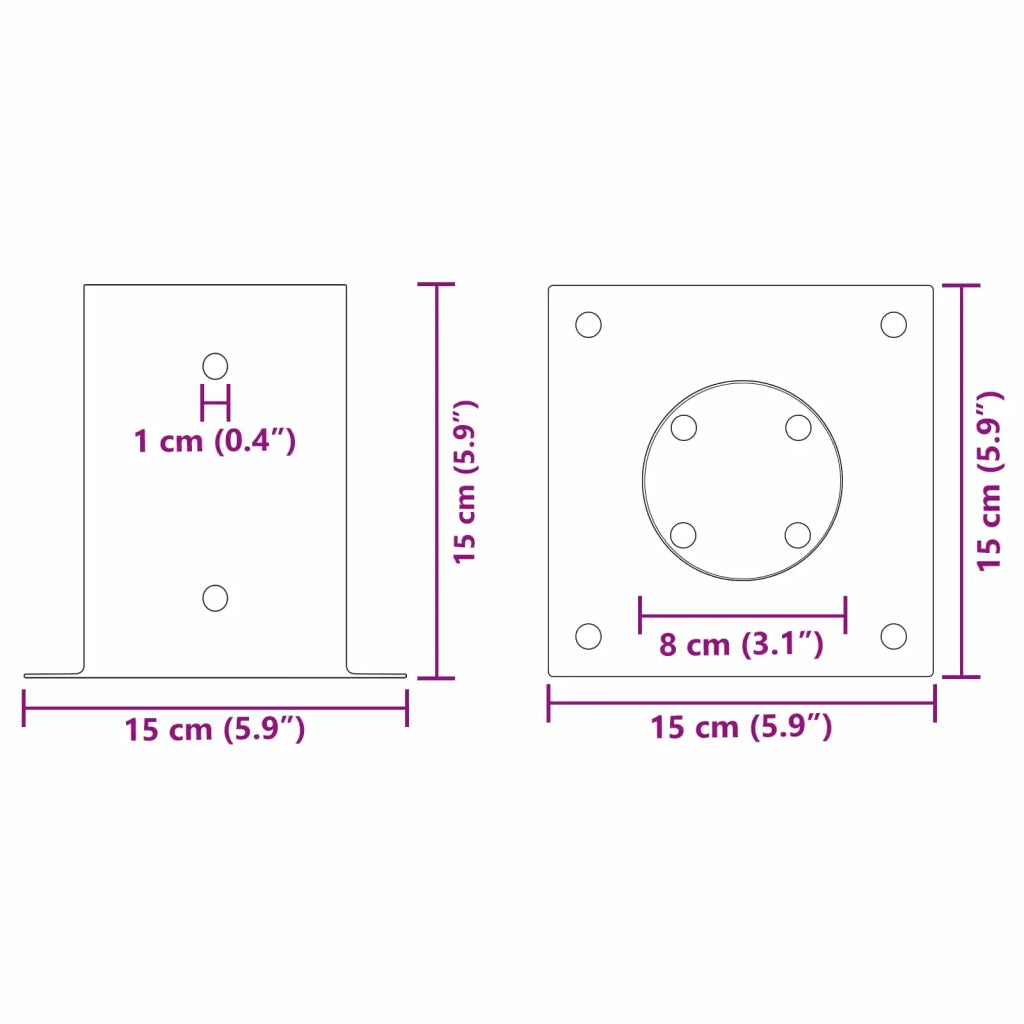 Ancora rotonda per terreno 4 pcs Antracite 15 x 15 x 15 cm