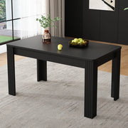 Tavolo da pranzo con 4 gambe robuste, struttura stabile, piano in truciolare nero, per sala da pranzo e cucina