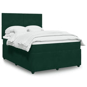 Giroletto a Molle con Materasso Verde Scuro 140x190 cm Velluto