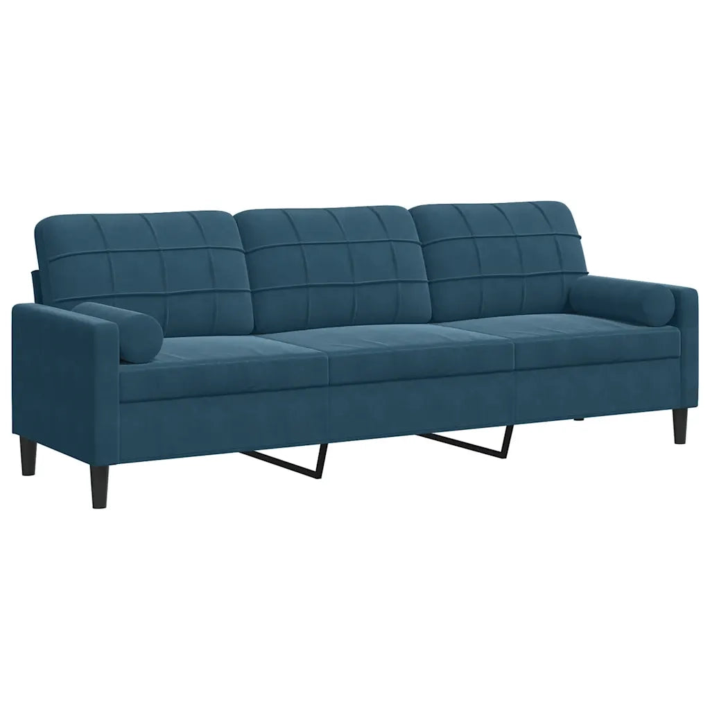 Divano | Divano da soggiorno | Sofa a 3 Posti con Cuscini Blu 210 cm in Velluto