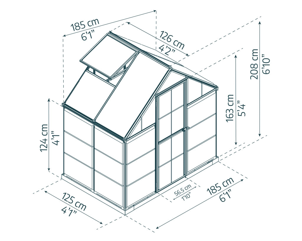 Serra Da Giardino in Policarbonato Hybrid 126X185X208 cm colore Verde