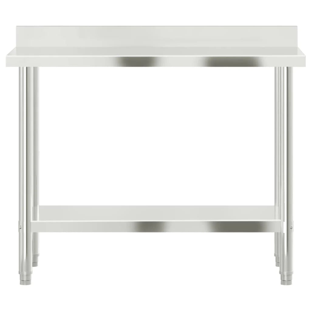 Tavolo da lavoro professionale da cucina con alzatina 110 x 55 x 93 cm acciaio inox 02_0045408
