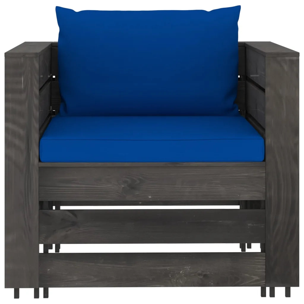 Set Divani da Giardino con Cuscini 2 pz Legno Impregnato Grigio cod mxl 42759
