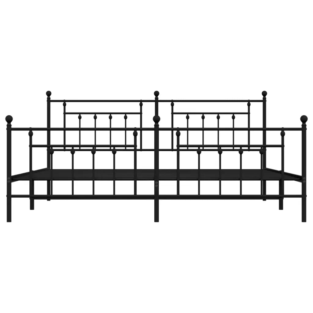 Giroletto con Testiera e Pediera Metallo Nero 200x200 cm