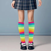 Beenwarmers in Colori dell'Arcobaleno per Accessori Invernali da Donna - Calze Lunghe a Maglia a Punti con Vibra degli Anni '80, Per Feste e Carnaval - Ideali per Yoga