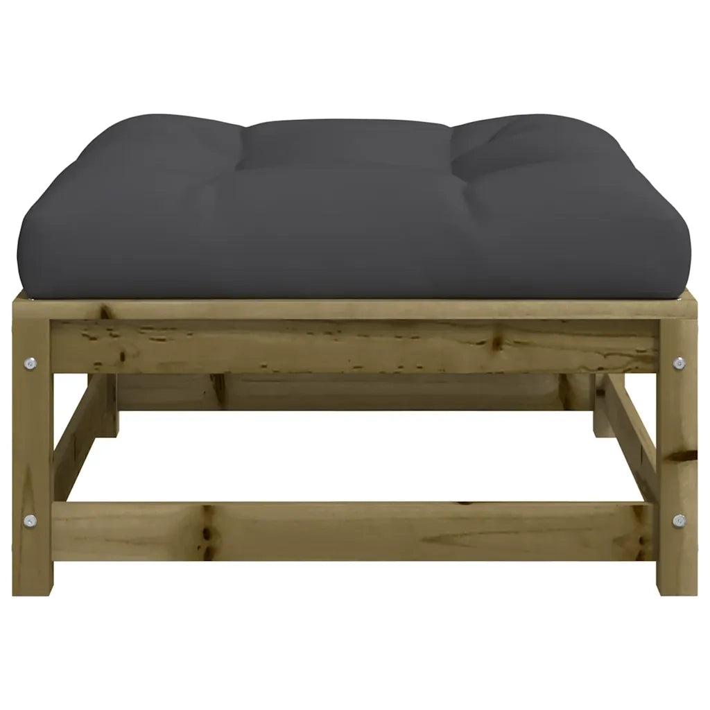 Sedia da giardino-Poggiapiedi da Giardino con Cuscino in Legno Impregnato di Pino 774425