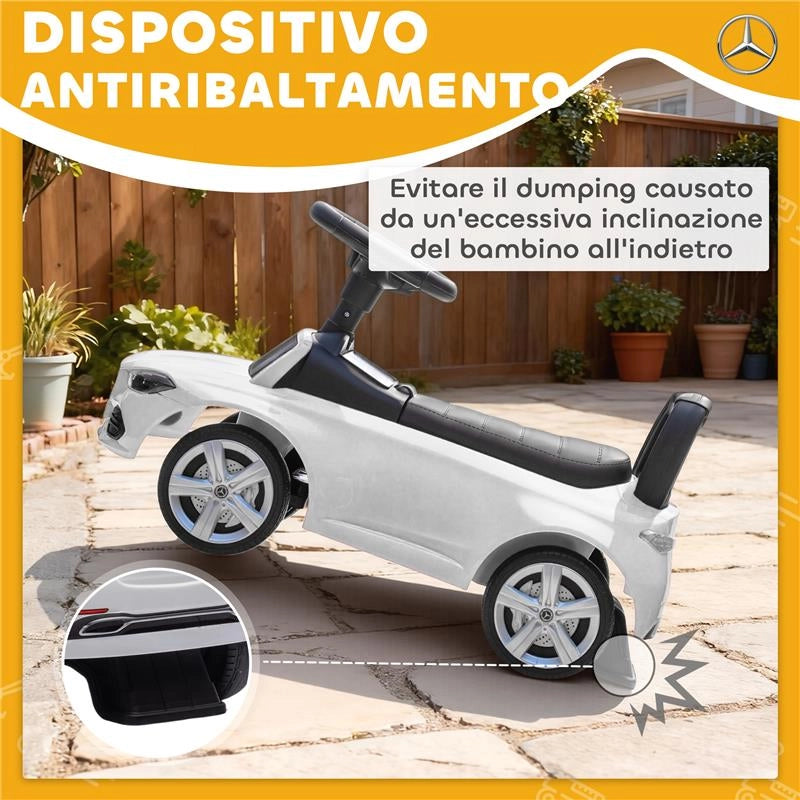 MACCHINA PER BAMBINI LICENZA MERCEDES BENZ CON CLACSON E SPAZIO PORTAOGGETTI, 65X28X39 CM, BIANCO