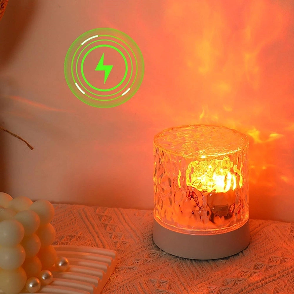 Trade Shop - Lampada Da Tavolo In Cristallo Oceanico Abs Ondulato Usb A 16 Colori Sala Giochi Pranzo -