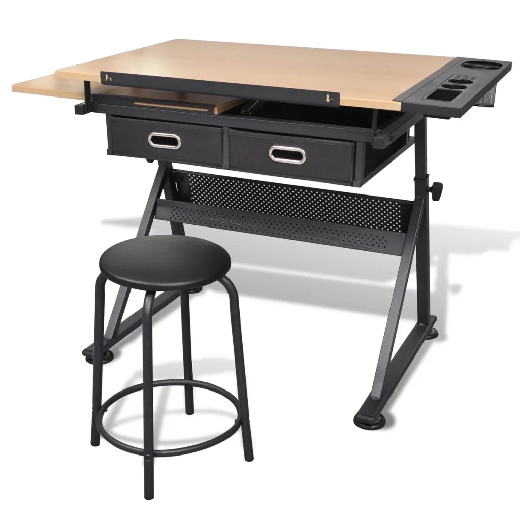 Tavolo Inclinabile da Disegno a Due cassetti con Sgabello CFW4382493