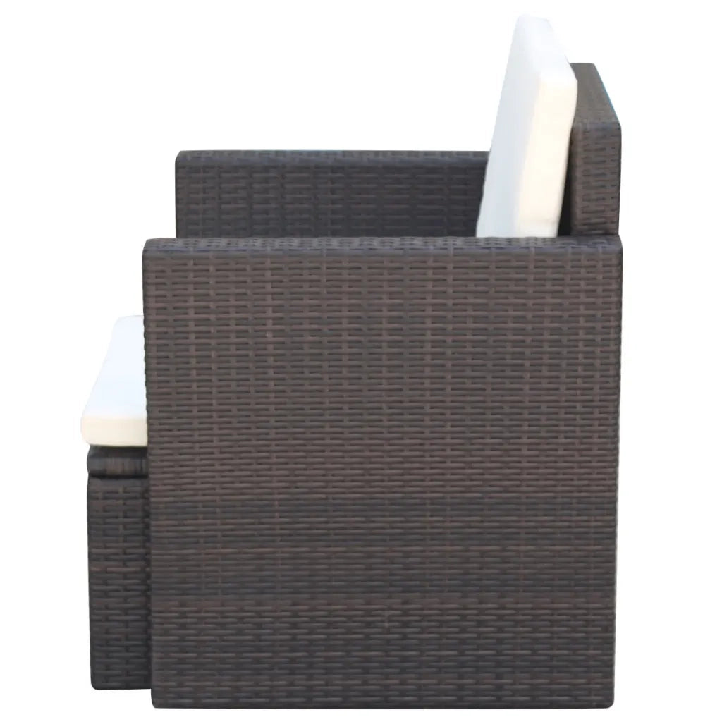 Sedia da Giardino con Cuscini in Polyrattan Marrone cod mxl 8209