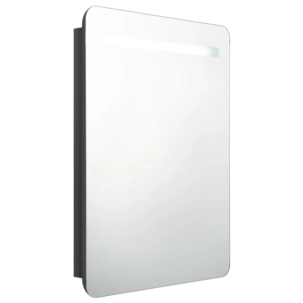 Armadietto Bagno con Specchio e LED-Mobile bagno con specchio Nero Lucido 60x11x80 cm