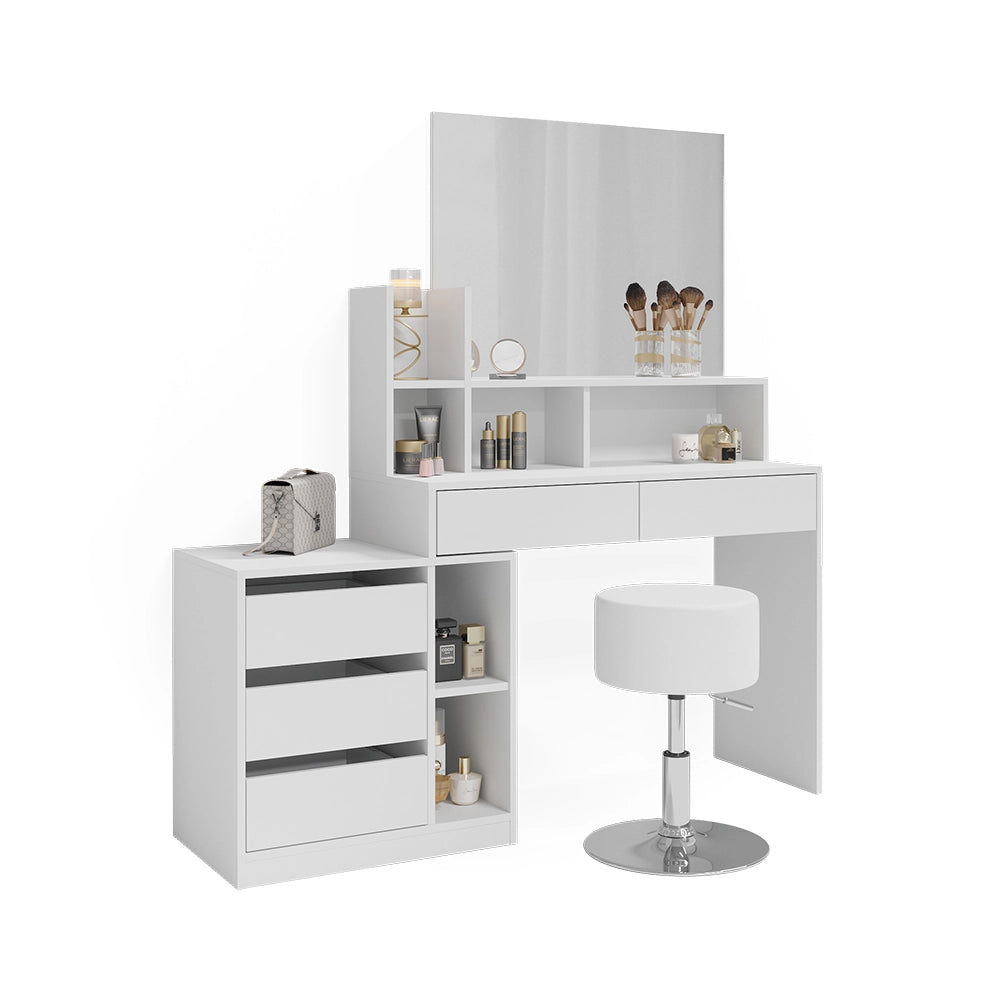 Vicco Tavolino da toilette Bianco 139.8 cm con sgabello
